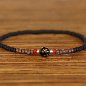 Mantra Bracelet, Black Agate Bracelet,Energy bracelet Tibetan Bracelet, Buddhist Bracelet, Couples Bracelet, Mens Bracelet, Mens Gift