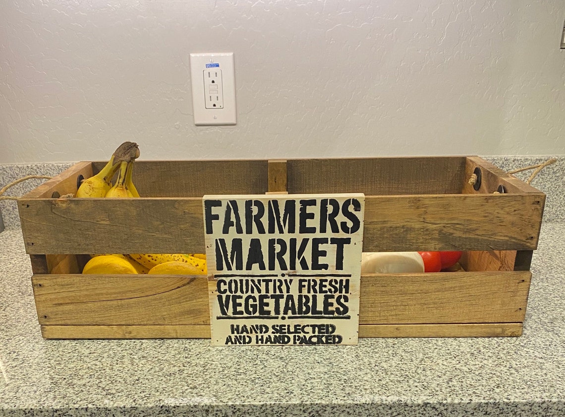 Rustic Farmers Market Fruit and Vegetable basket Etsy