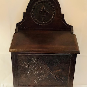 Country French Antique hand carved salt/candle box 19th century
