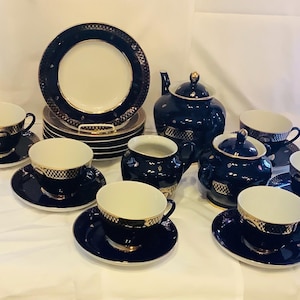 Russian Lomonosov Imperial Porcelain tea service 24 pcs.