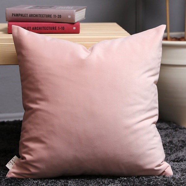 Blush Pink Velvet Pillow Cover, Light Pink Throw Pillow, Baby pink, Euro Sham, Pastel Pink cushion cover, Long Lumbar Pillow ALL CUSTOM SIZE