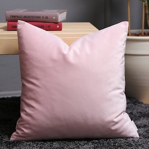 Baby Pink Velvet Pillow Cover -  Solid Pillow Cover -  decorative pink pillow - pink cushion cover - light pink pillow - lumbar pillow