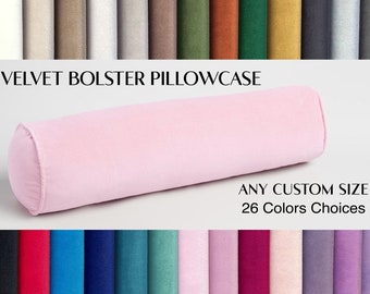 Pink Velvet Bolster Throw Pillow Cover *Cylindrical Soft Velvet Neck Pillow -Velvet Waist Cushion Cover *Extra Long Yoga Pillow Bolster