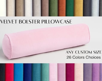 Pink Velvet Bolster Throw Pillow Cover *Cylindrical Soft Velvet Neck Pillow -Velvet Waist Cushion Cover *Extra Long Yoga Pillow Bolster