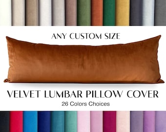 Rust Velvet Pillow Cover *Extra Long Lumbar Pillow -Oversized pillow -Headboard pillow *Burnt Orange Pillow -Custom Body Pillow (Only Cover)