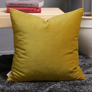 Mustard Velvet Pillow Cover, Decorative Mustard Yellow throw Pillow Cover, Long Lumbar Pillow, Mustard cushion cover ALL CUSTOM SIZE image 1