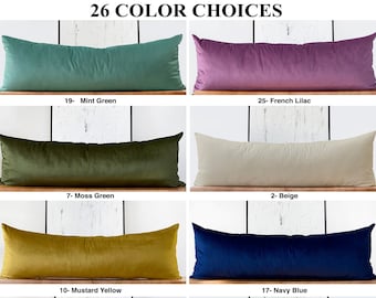 Extra Long Lumbar Pillow Cover XL Velvet Lumbar Throw Pillow Cover *Headboard pillow *Large Custom Body Pillow for Bed Sofa 20x54 14x36 MORE