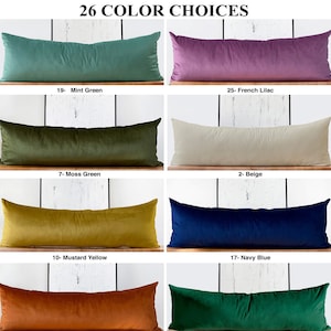 Extra Long Lumbar Pillow Cover XL Velvet Lumbar Throw Pillow Cover *Headboard pillow *Large Custom Body Pillow for Bed Sofa 20x54 14x36 MORE