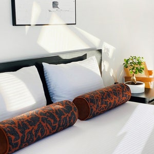 Rostgrauer Bolster Kissenbezug *Langer Nackenkissenbezug *Rost Orange Kissen *Body Kissen *Leinen Bettwäsche *Langes Lendenkissen (Nur Bezug)