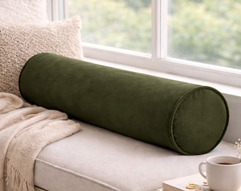 Funda de almohada de terciopelo verde musgo // Funda de cojín para cabecero *Almohadas corporales, almohadas redondas, cojines extra largos