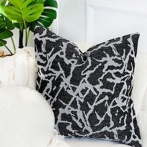 Black and White Linen Throw Pillow Covers, Minimalist Home Decorations, Textured Woven pillow, Euro Pillow Sham *Fall Home Decor Boho Covers