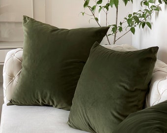 housse de coussin vert mousse // housse de coussin en velours vert mousse // long coussin lombaire // housse de coussin en velours vert mousse // Toutes les tailles