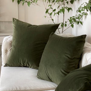 housse de coussin vert mousse // housse de coussin en velours vert mousse // long coussin lombaire // housse de coussin en velours vert mousse // Toutes les tailles