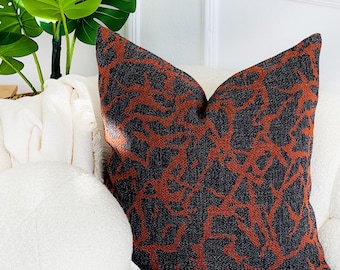 Gray Rust Orange Pillow Cover * Fall Pillows, Modern Farmhouse Throw Pillows, Abstract Pillow, Fall Throw Pillows, Washable Linen pillowcase