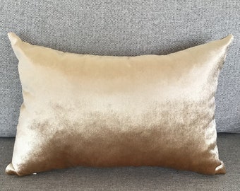 Fodera per cuscino in velluto dorato con cerniera invisibile - Decorativa, oro, fodera per cuscino da tiro - Fodere per cuscino di dimensioni multiple fatte a mano - 100% poliestere