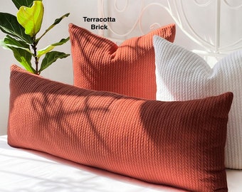 Terracotta Knit Pillow Cover *Extra Long Custom Lumbar Pillow 20x20, 14x36, 16x24 *Oversized Headboard pillow -Long Body Pillow (Only Cover)