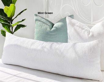 White Knit Pillow Cover %100 Organic Cotton *Textured Pillow *XL Lumbar Throw Pillow *Long Body Pillow *Crochet Pattern Euro Sham ONLY COVER