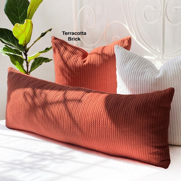 Terracotta Knit Pillow Cover *Extra Long Custom Lumbar Pillow 20x20, 14x36, 16x24 *Oversized Headboard pillow -Long Body Pillow (Only Cover)