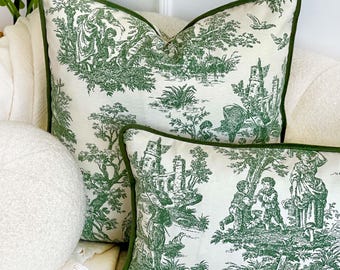 Floral Pillow Cover, Decorative Outdoor & Indoor Lumbar Throw Pillow Cover, Waterproof Patio Pillow Case, French Garden patterned fabric
