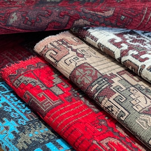 Upholstery Fabric by the Yard, Furniture Fabric 55&quot; Wide - Turkish Kilim fabric *Chenille Fabric Bohemian Jacquard Fabric, Ottoman fabric