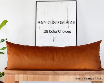 Rust velvet pillow cover -Long lumbar pillow cover -Copper velvet pillow -Boho body pillow -Yoga bolster (only cover) 14x36 16x36 MORE