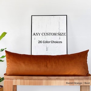 Rust velvet pillow cover -Long lumbar pillow cover -Copper velvet pillow -Boho body pillow -Yoga bolster (only cover) 14x36 16x36 MORE