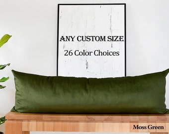 Funda de almohada lumbar larga de terciopelo verde musgo * Almohada lumbar verde * Almohada verde militar * Almohada corporal verde suave (solo funda) CUALQUIER TAMAÑO