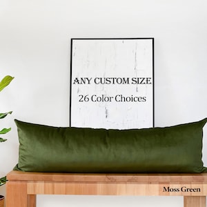 Long moss green velvet lumbar pillow cover *Green lumbar throw pillow *Army green pillow *Soft green body pillow (Only Cover) ANY SIZE