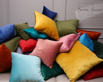 Funda de almohada de terciopelo de colores: cojín decorativo de tamaño personalizado