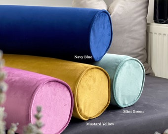 Luxury Velvet Bolster Throw Pillow Cover,Cylindrical and Round Soft Velvet Neck Pillow,Velvet Waist Cushion Cover,Velvet Roll Support Pillow