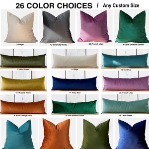 Any Size Soft Velvet Pillow Cover XL Velvet Lumbar Throw Pillow Cover *Extra Long Custom Body Pillow Cushion for Bed Sofa 20x20 14x36 MORE