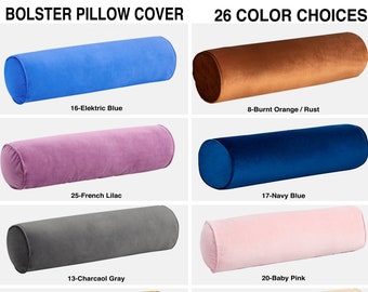 Extra Long Velvet Bolster Pillow Cover with Piping *Body Pillow *Cylindrical pillow *Yoga Cushion *Custom Bolster for Bed Sofa (Only Cover)