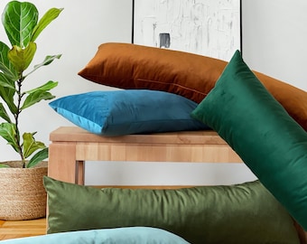 Velvet Pillow Cover: Any Size, Soft Solid Color Cushion