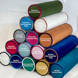 XL Samt-Bolsterkissenbezug mit Paspel * Individuell einstellbare Paspelfarben * Körperkissen mit Borte * Bolster Yogakissenbezug mit Paspelierung