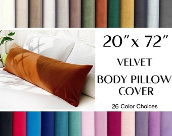 Velvet Body Pillow Cover 20x72 Inch | Body Pillow Case | Custom Body Pillow | Velvet Cushion Cover | Pillowcases | Extra Long Lumbar Pillow