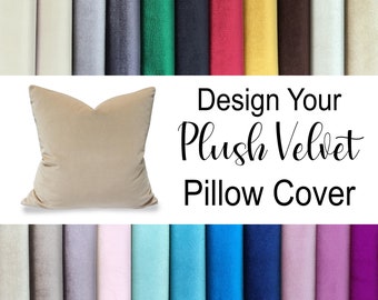 Plush Velvet Pillow Cover, Ivory, Smoky, Beige, Gray, Emerald, Green, Black, Yellow, Dark, Brown, Light, Cream, Tan,Luxury Velvet Pillowcase