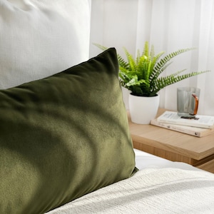 Any Size Moss Green Lumbar Throw Pillow COVER *Velvet Body Pillow *Cushion Cover for Bed Sofa *Moss Green lumbar pillow cover 14X36 MORE