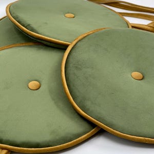 Velvet Round seat pad with ties *Green seat cushion pad, Round Chair pad, Chair cushion, Floor cushion *Round stool cushion Bar stool pillow