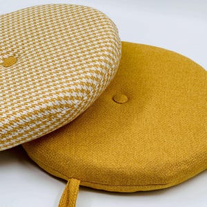 Linen Chair Cushion with Ties  * Upholstery Linen chair pad * Cushion with ties * Soft seat cushion *Kitchen chair pad - Round chair cushion