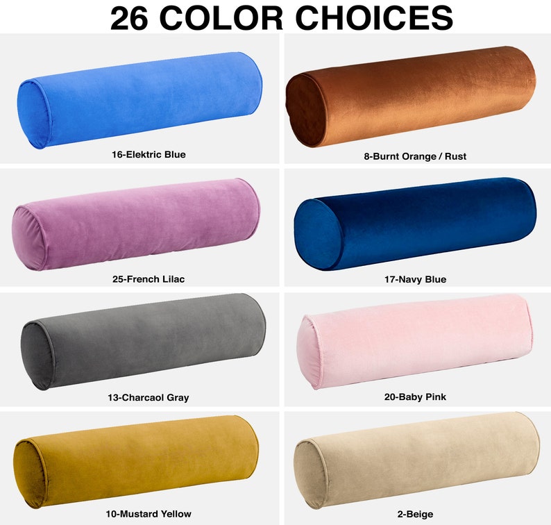 Extra Long Velvet Bolster Pillow Cover With Piping body Etsy