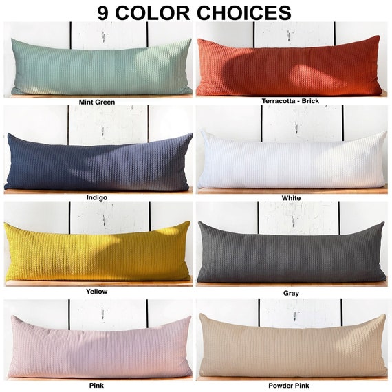 Navy Blue Velvet Body Pillow Cover - 20x54 Inch With Zipper, Bow Pattern, For Bed Or Couch Decor