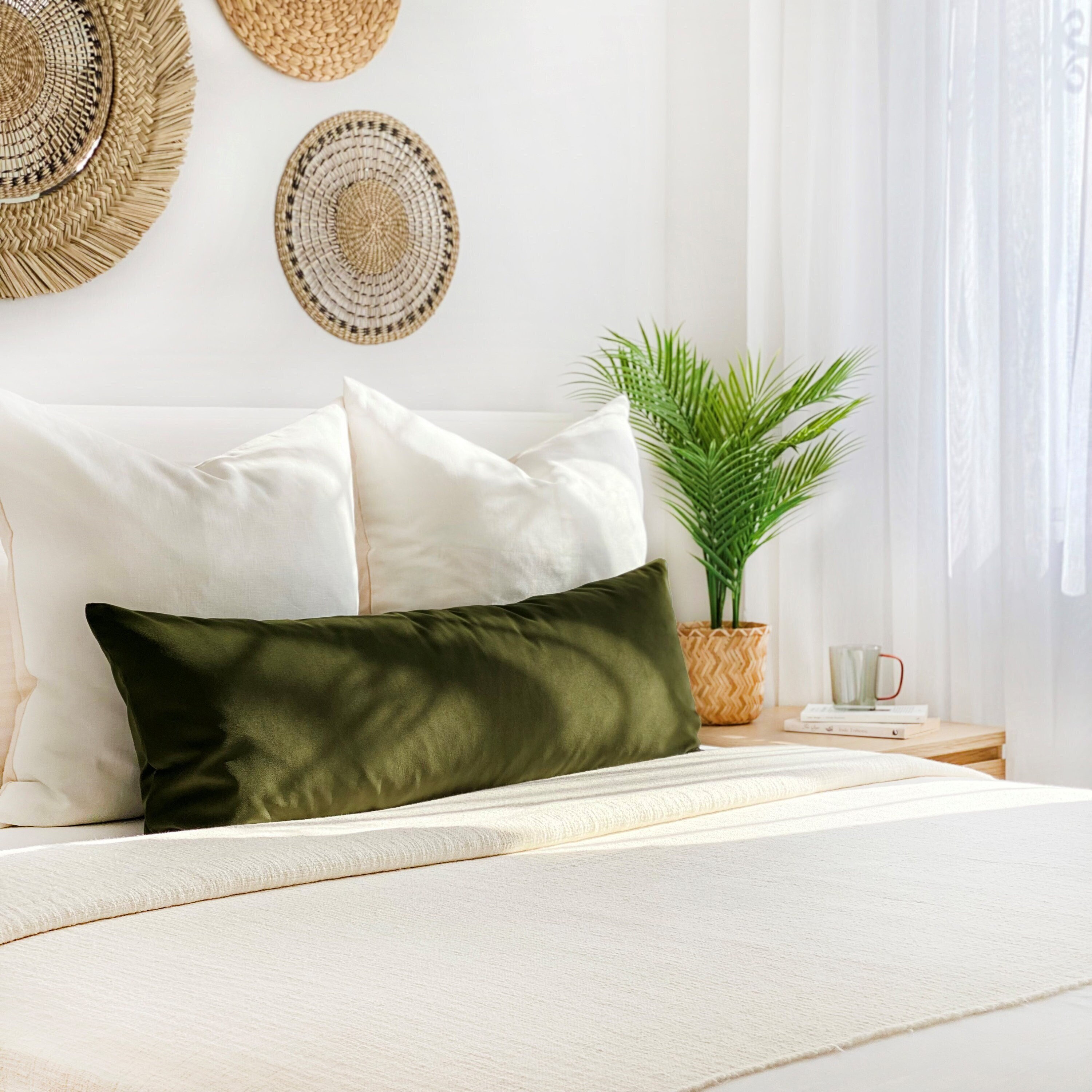 Moss green lumbar pillow sale
