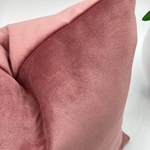 May include: A soft, blush pink velvet pillow with a square shape and a subtle texture. The pillow is made of a high-quality fabric and is perfect for adding a touch of elegance to any room.