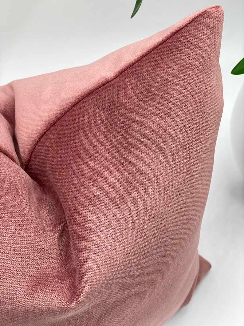 May include: A soft, blush pink velvet pillow with a square shape and a subtle texture. The pillow is made of a high-quality fabric and is perfect for adding a touch of elegance to any room.