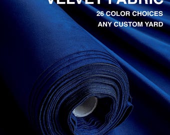 Navy Velvet Fabric by the Yard | 55" Wide | *Upholstery Velvet Fabric for Lampshade *Fabric for Curtain *Chair Fabric *Sofa Cushion Fabric