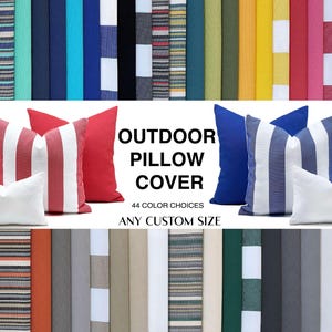 Outdoor Waterproof Cushion Cover * Garden Patio Pillow Covers * Outdoor Cushion Covers *Blue & red Stripe pillow *Ocean decor *Sailing gifts