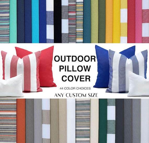 Outdoor Waterproof Cushion Cover * Garden Patio Pillow Covers * Outdoor Cushion Covers *Blue & red Stripe pillow *Ocean decor *Sailing gifts