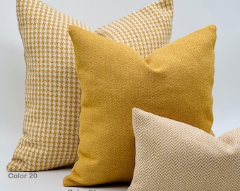 Linen pillowcase *Yellow Linen Pillow Cover *Made of Natural Soft thick Washable Upholstery Linen Fabric | White Gray Blue | Mix and Match