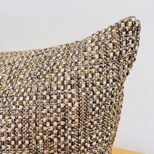 Brown and Beige Basketweave Woven Pillow Cover,Natural Linen Textured Thick Fabric,Brown Beige Linen Pillow,Housewarming Gift (Only Cover)