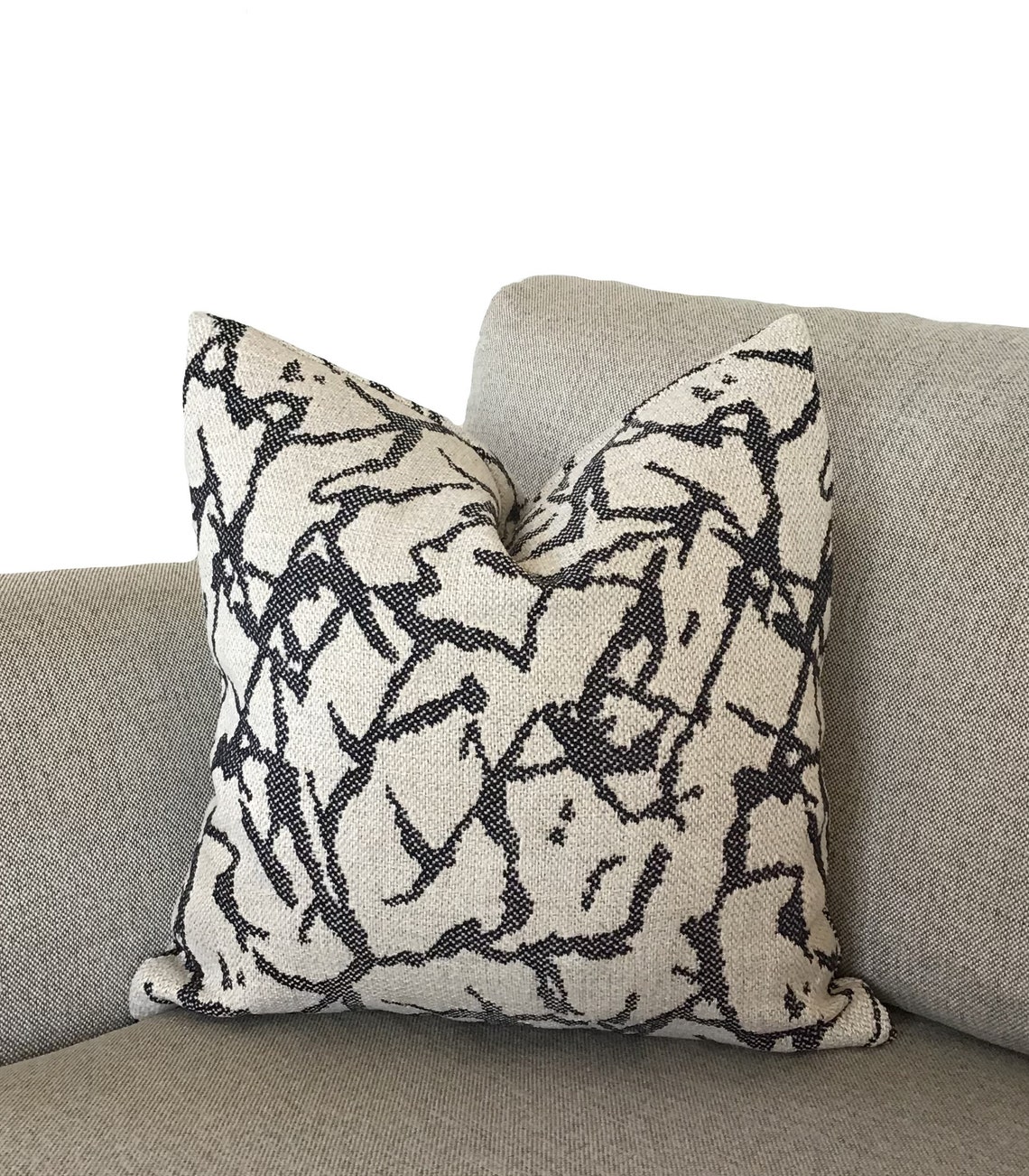 Luxury Beige Black Cushion Cover Abstract Patterned Soft Etsy